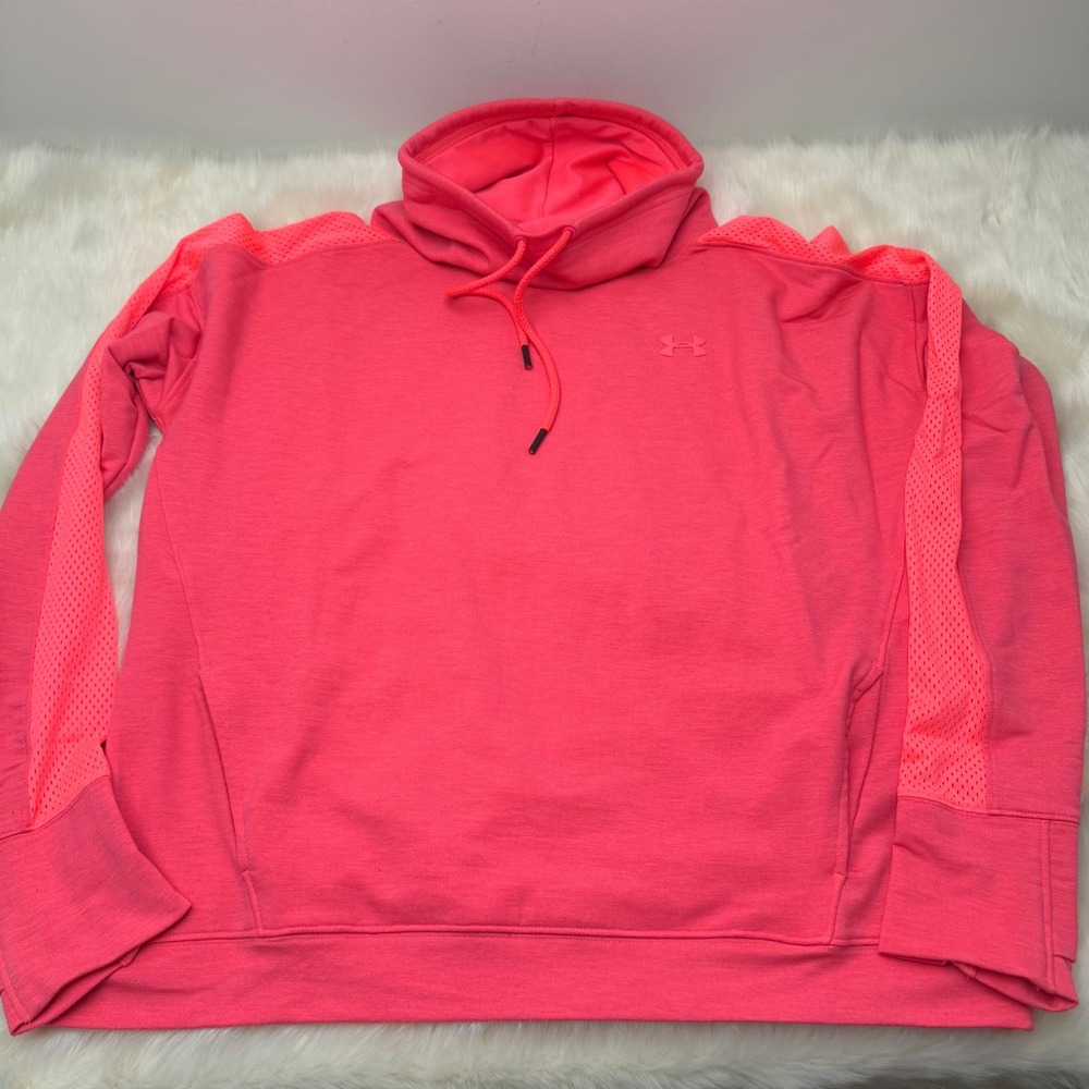Under Armour‎ | Athletic Cowl Neck Pullover w/ Thumb Holes + Vents in Neon Pink